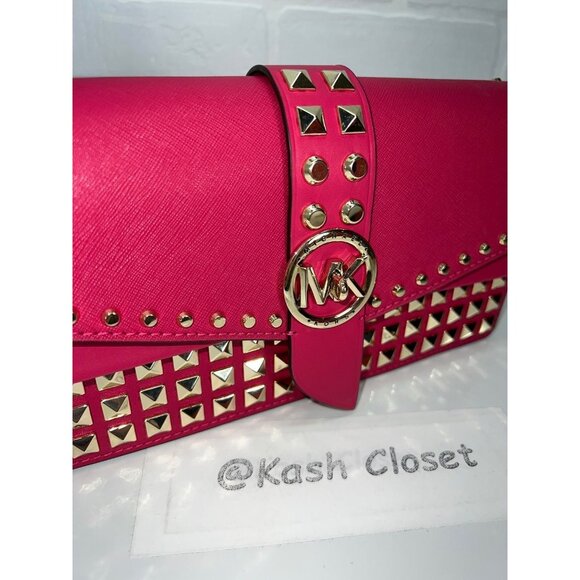 Michael Kors shoulder bag greenwich medium studded saffiano leather rubin red - Picture 12 of 12